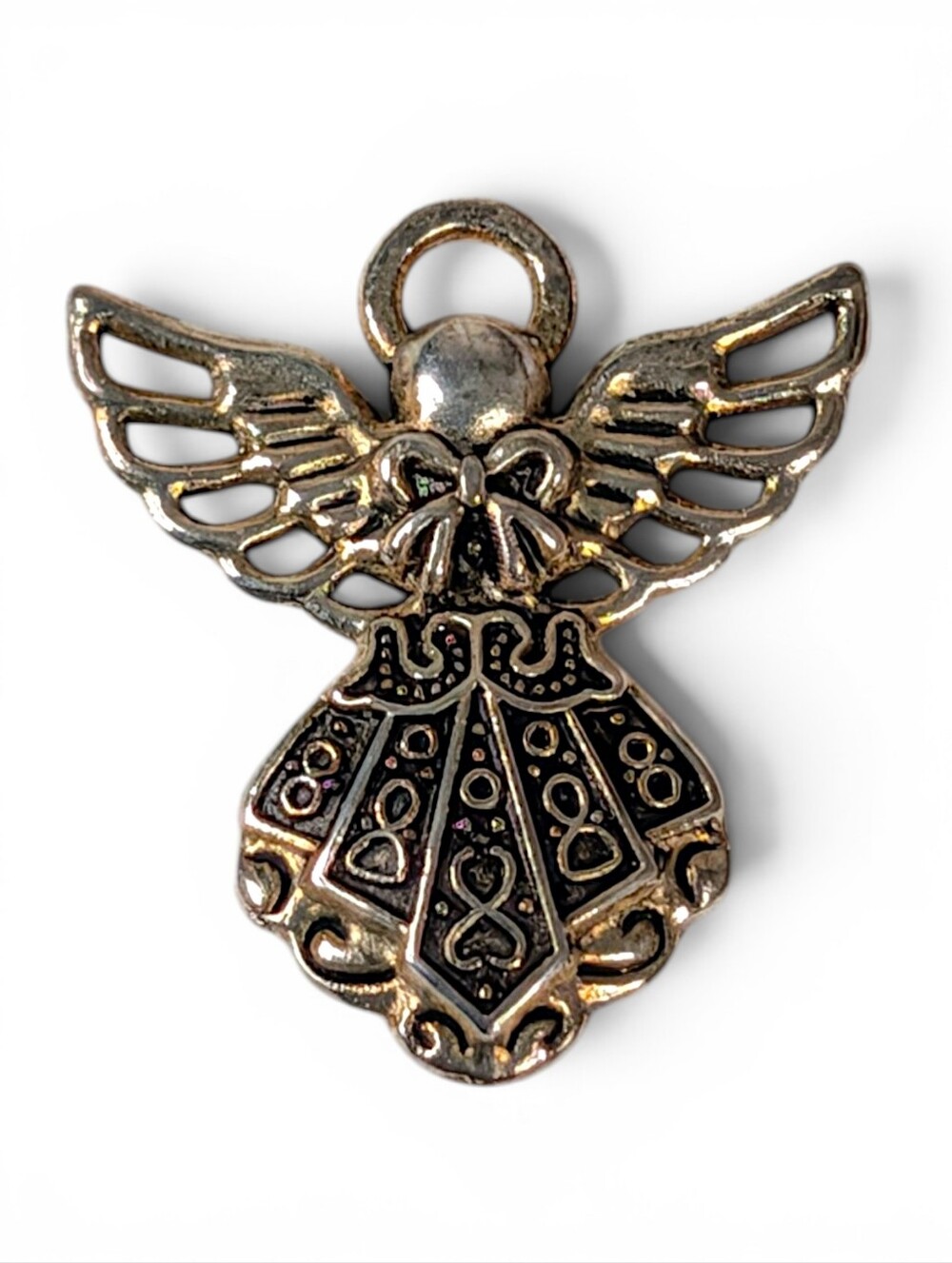 Vintage Gold & Silvertone Angel Pendant Charm 1" Jewelry Necklace Bracelet Charm